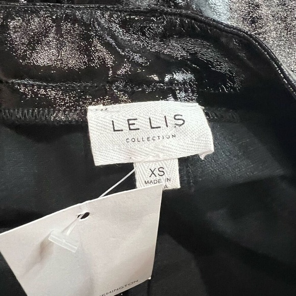 Lelis Black Shiny Faux‎ Leather Sz XS Womens NWT - Picture 3 of 8